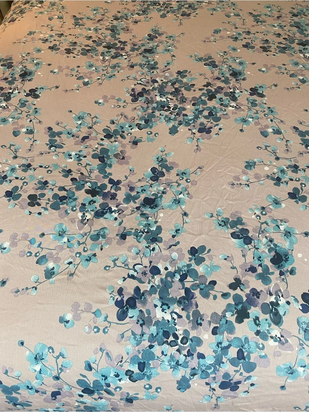 Floral Teal blue and turquoise flowers on a grey background Duvet Cover